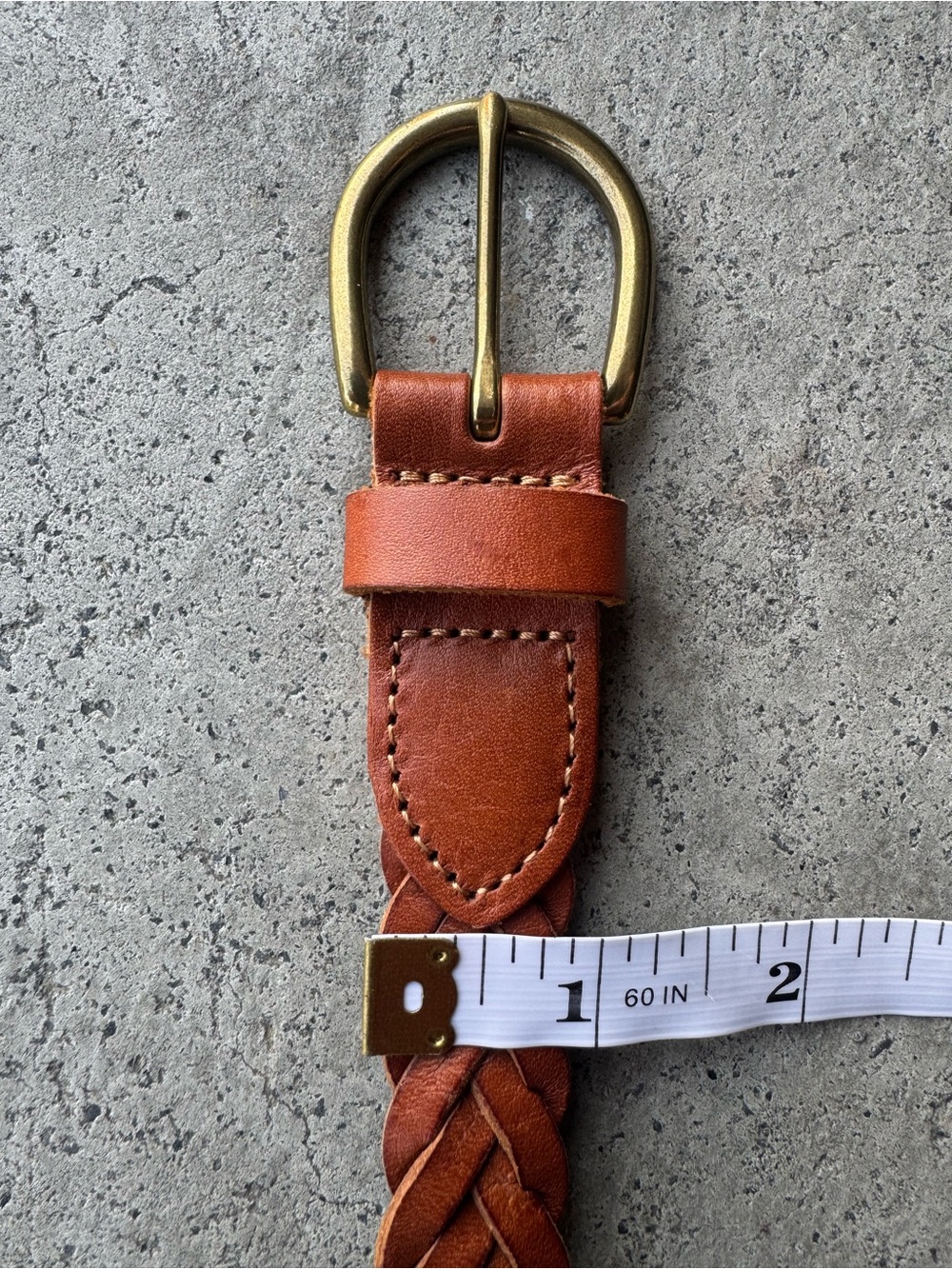 J. Crew Braided Leather Belt in Rich Brown Cognac with Brass Buckle XS/S 40” - Picture 6 of 16